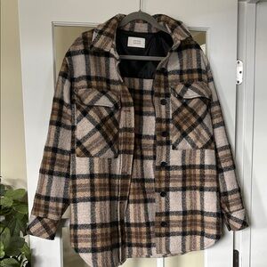 AYR Brown and Black Plaid Utility Jacket
